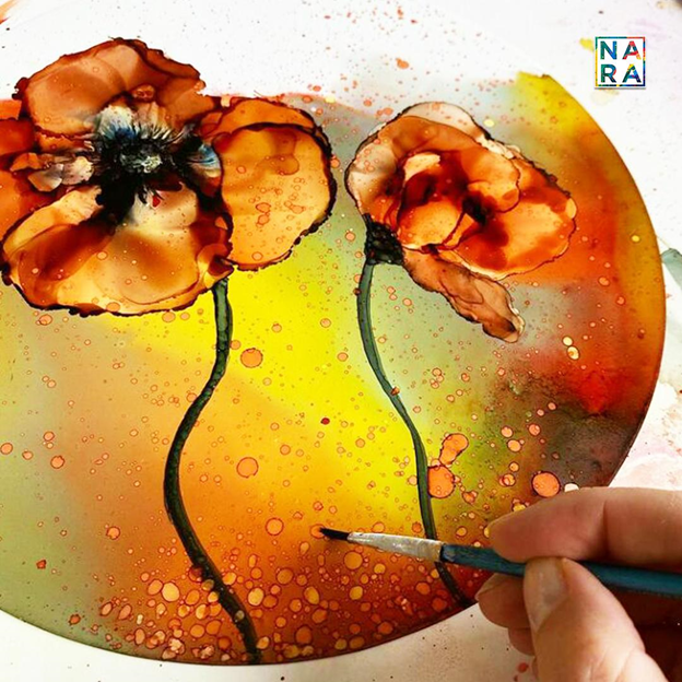 Alcohol Ink Art with brush